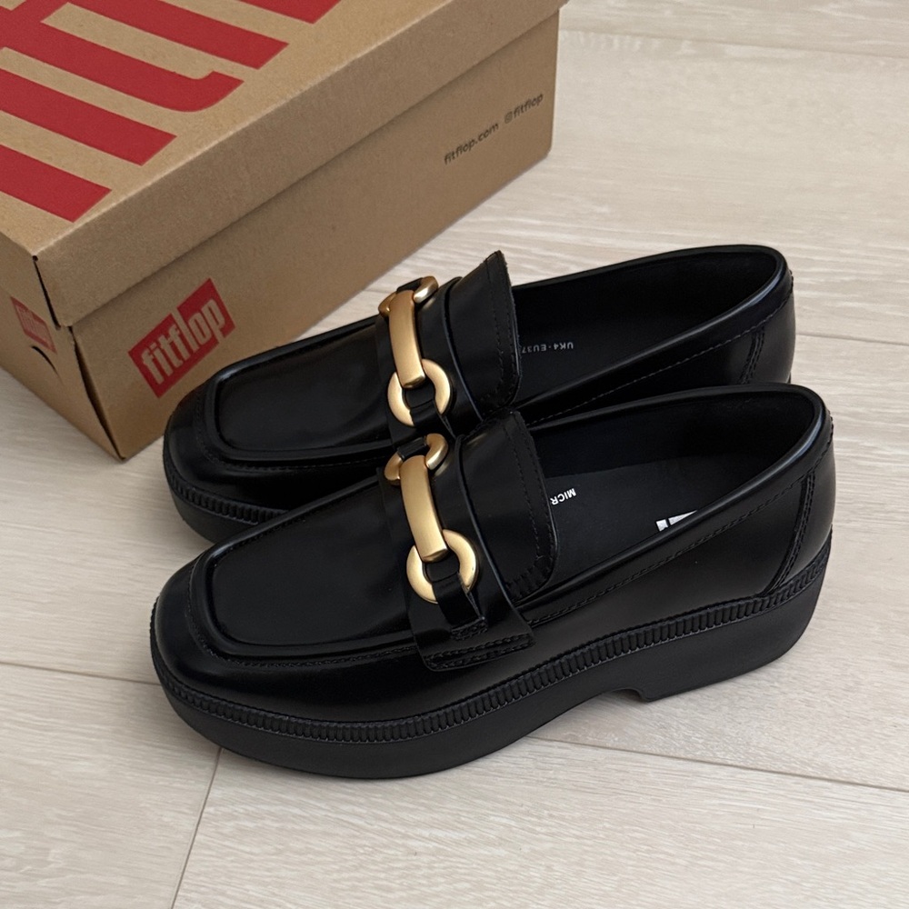 Fitflop Black and Gold Loafers - Picture 2 of 8